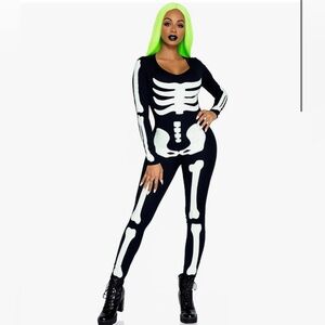 Leg Avenue Glow in the Dark Skeleton Catsuit NEW Size M costume